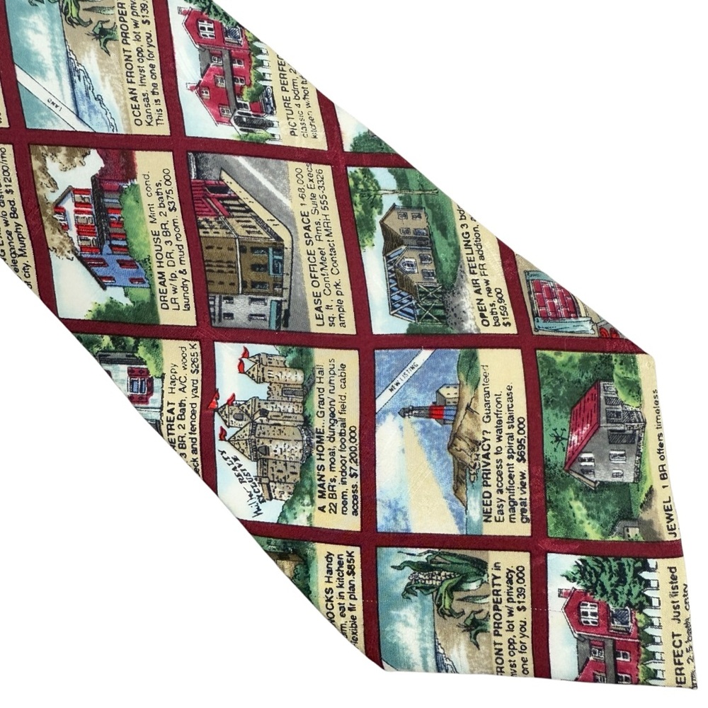 Nicole Miller Red and Blue Illustrated Tie